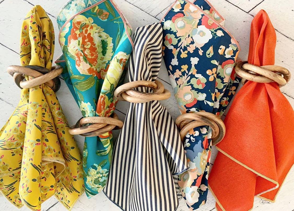 Wood Bangles Napkin Rings, set of 4