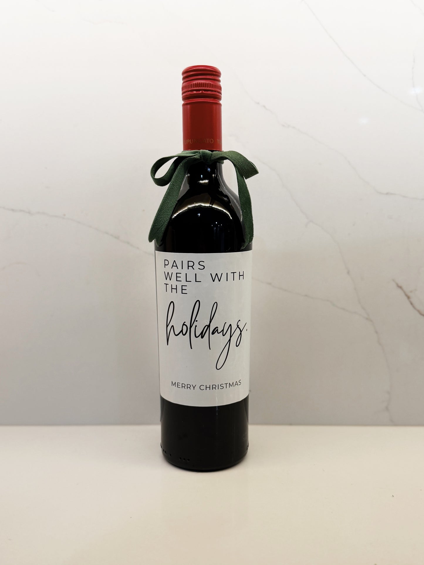 Holiday Wine Label, Christmas Gift, Pairs Well with Holidays