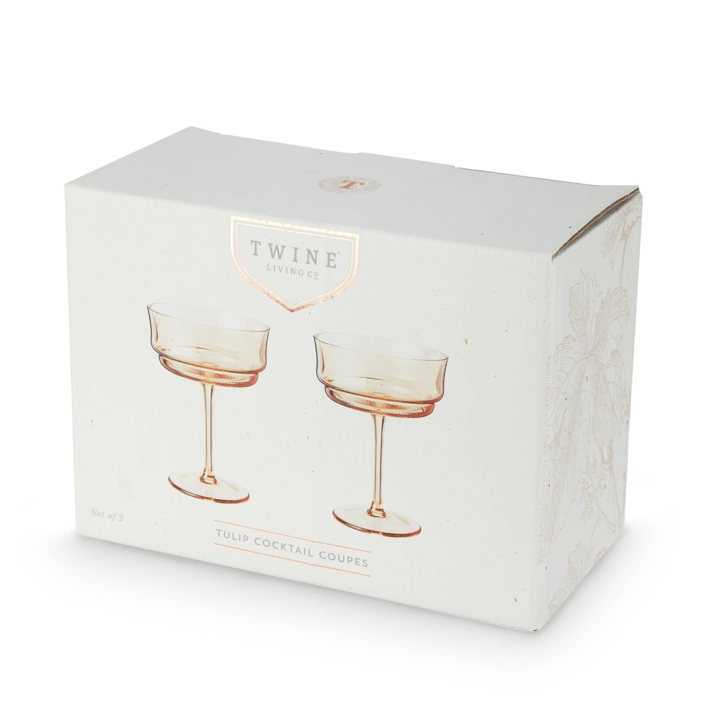 Tulip Amber Tinted Glass Stemmed Cocktail Coupes Set of 2