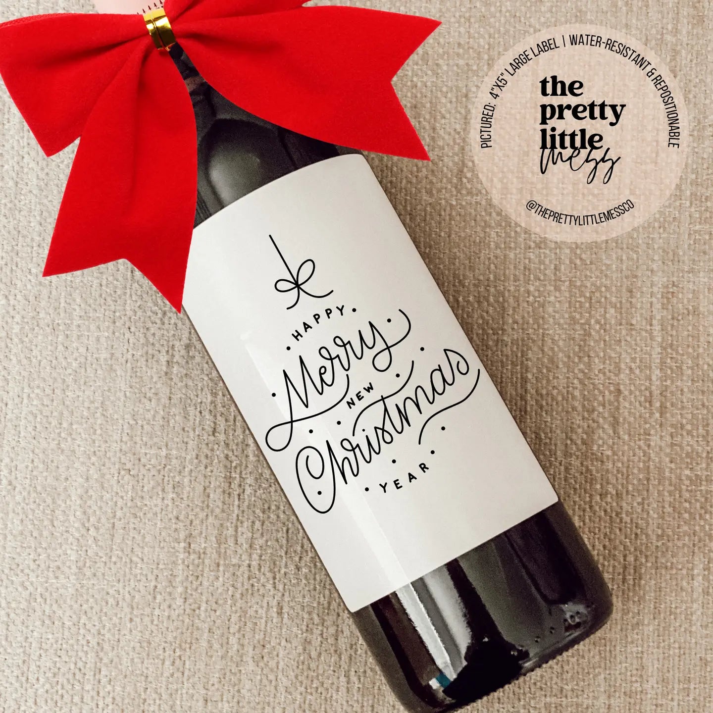 Holiday Wine Label, Christmas Gift, Merry Christmas
