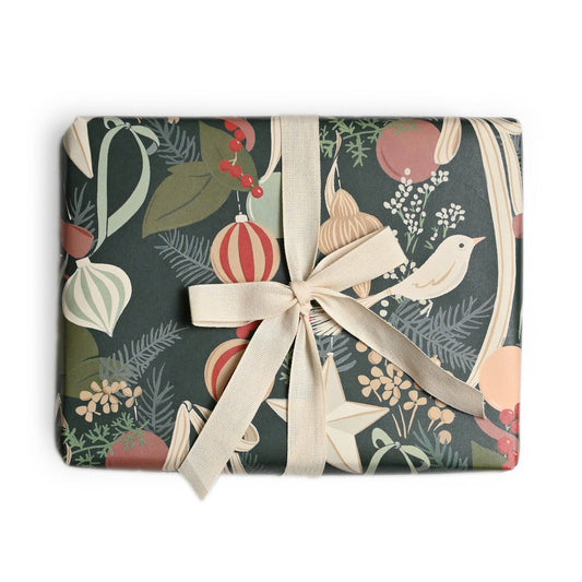 Ornaments and Bows Wrap: Single Sheet