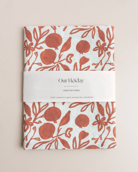 Pomegranate Linen Tea Towel