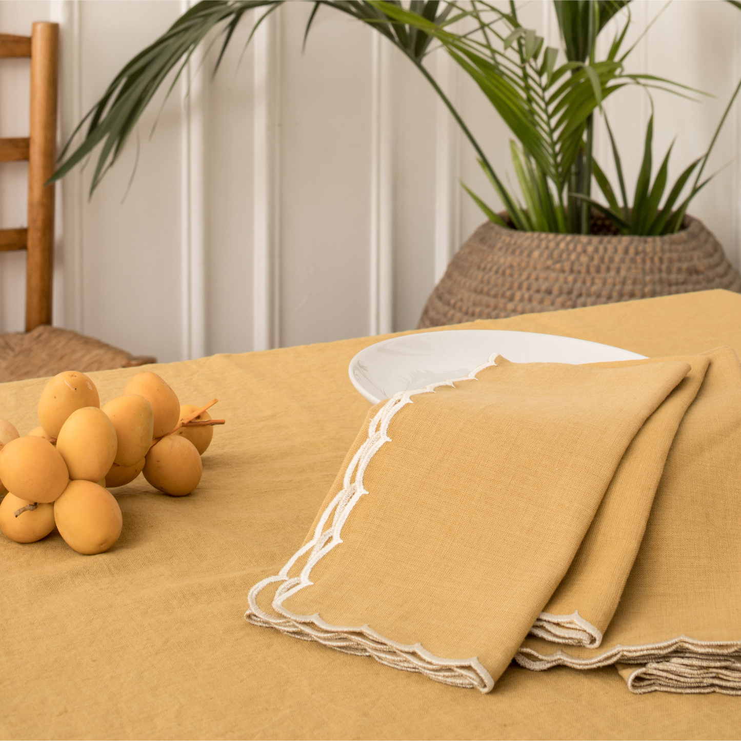 Mustard Napkin with Scalloped Edge