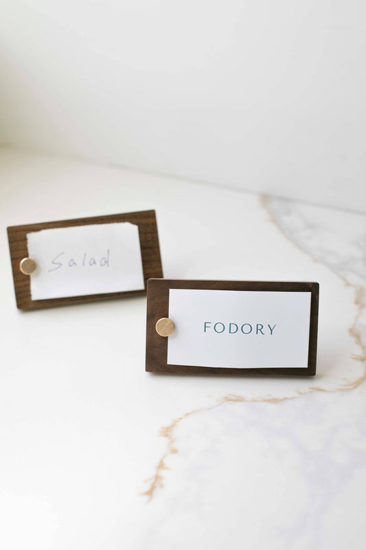 Wooden Name Card & Note Holder