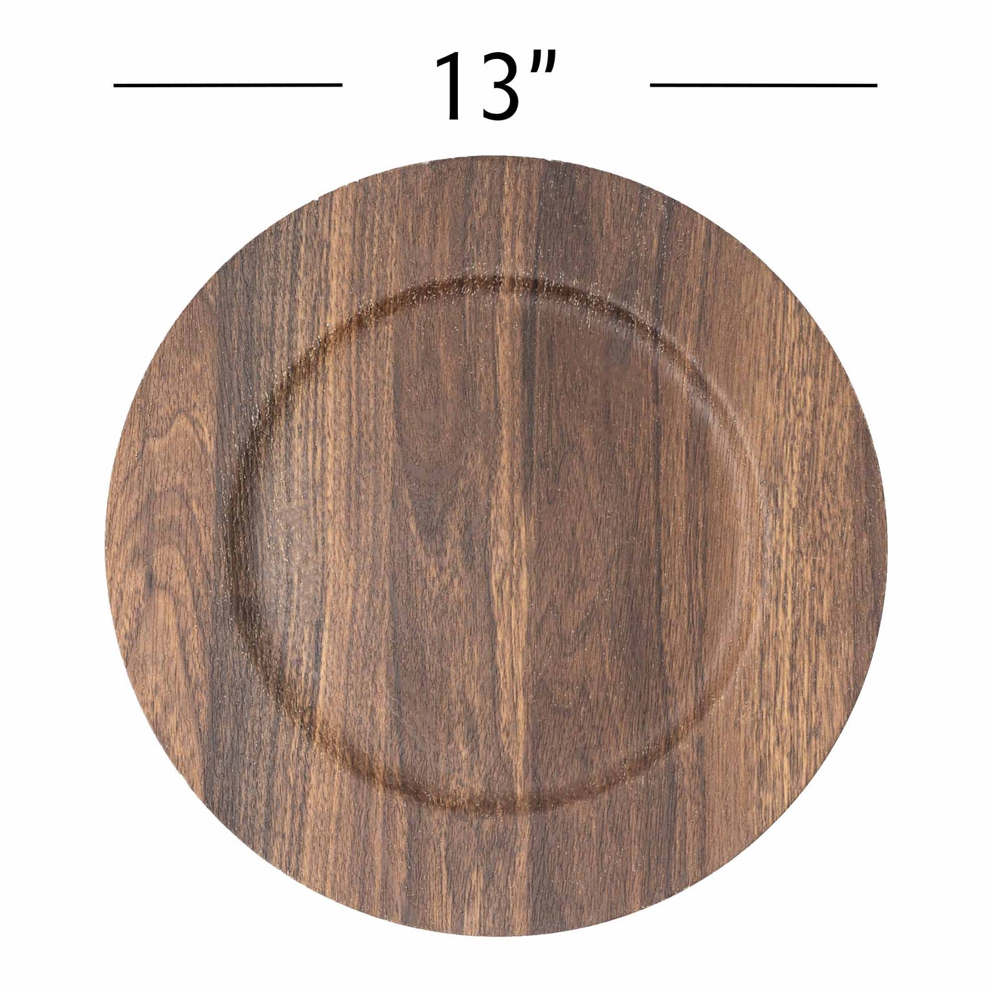 Faux Wood Plastic Charger Plate 13" - Brown