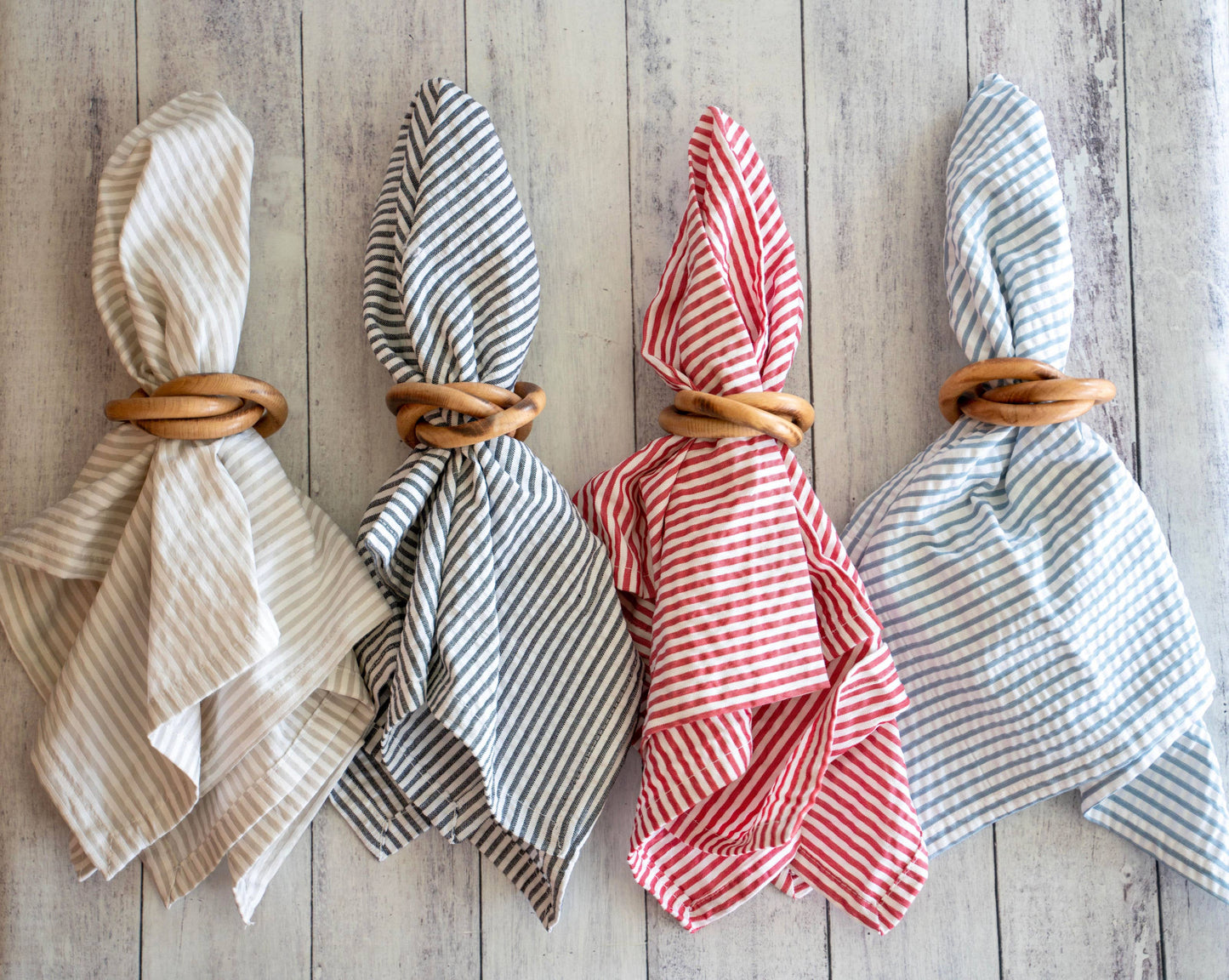 Wood Bangles Napkin Rings, set of 4