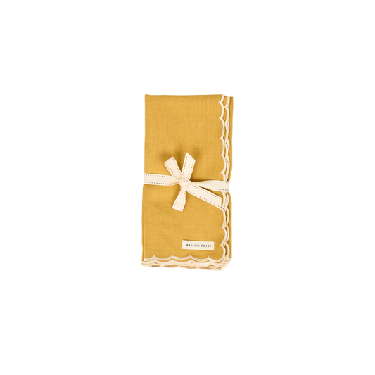 Mustard Napkin with Scalloped Edge