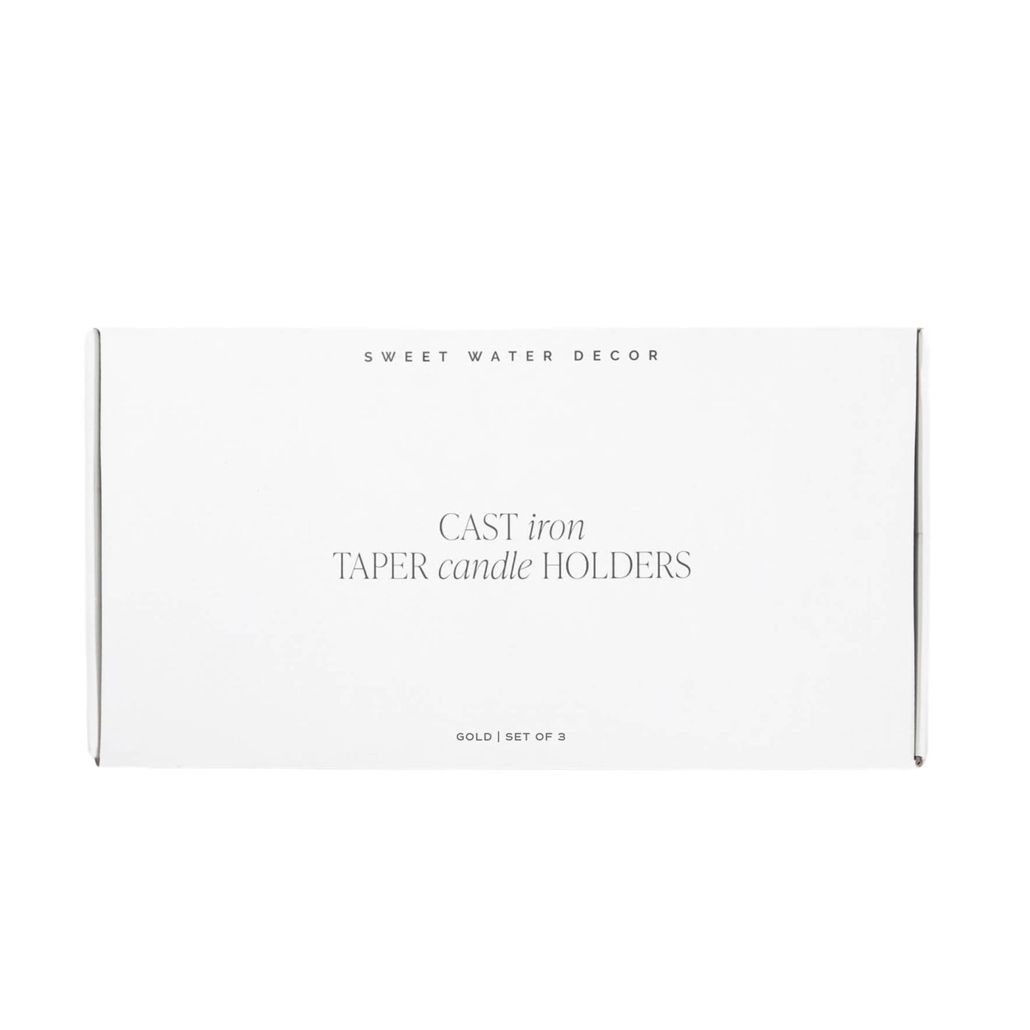 Gold Cast Iron Taper Candle Holders, Set of 3