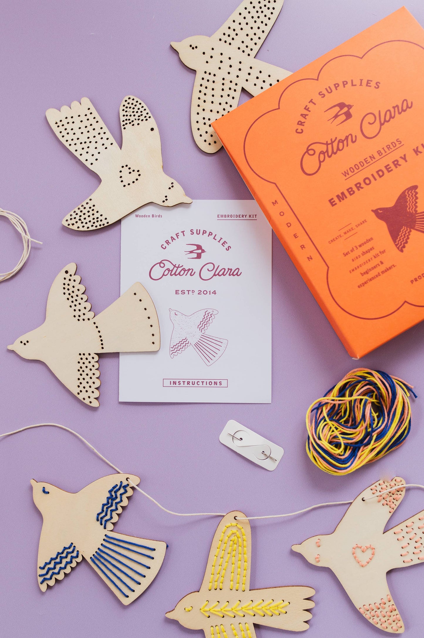 Wooden Bird Embroidery Kit – Beginner-Friendly DIY Garland