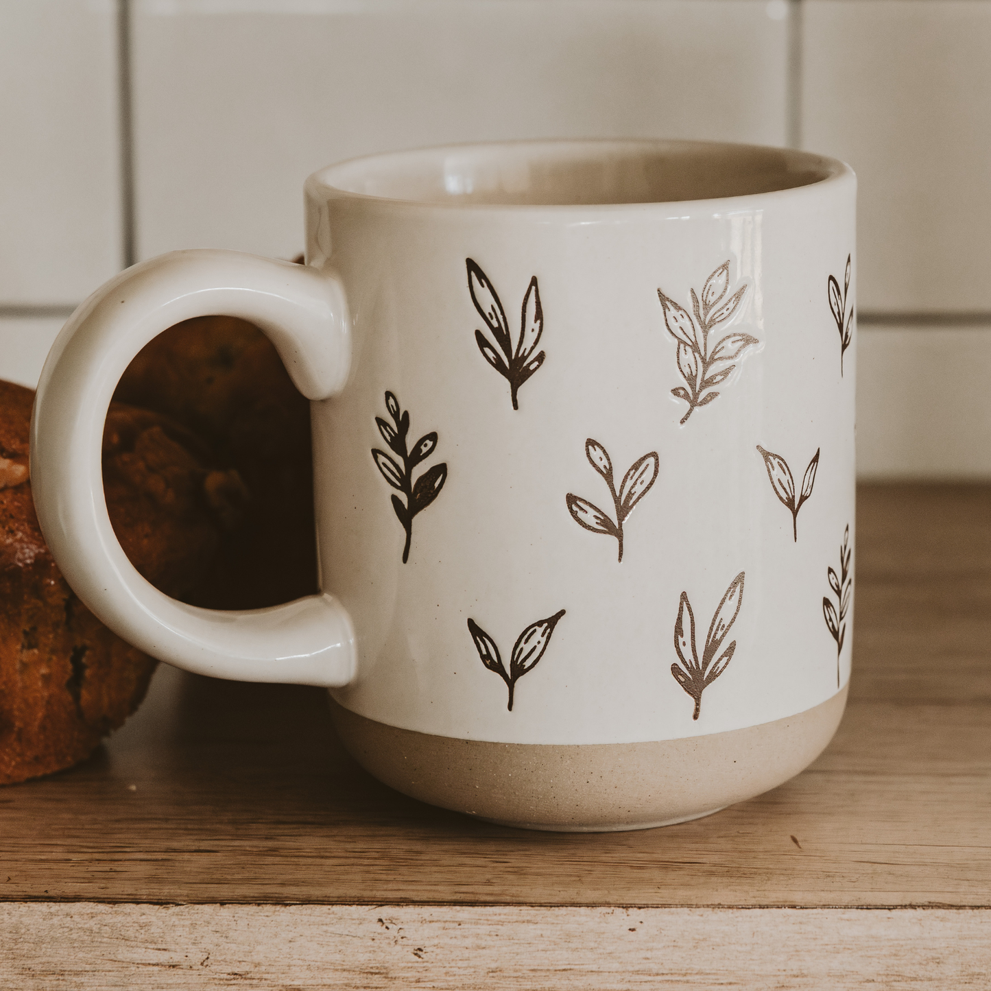 Leaves Stoneware Coffee Mug