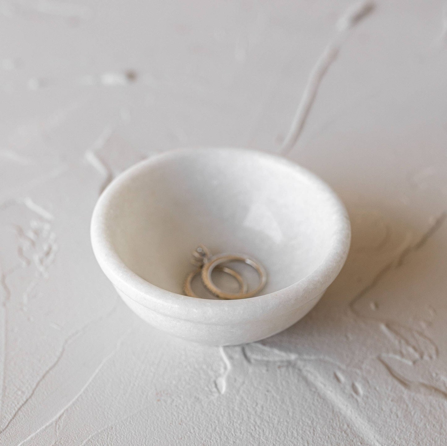 Fleur White Marble Serving Bowl