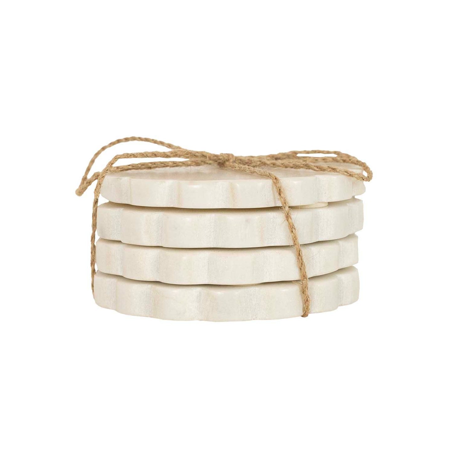 Emery Scallop Edge Set 4 Coaster Set Marble