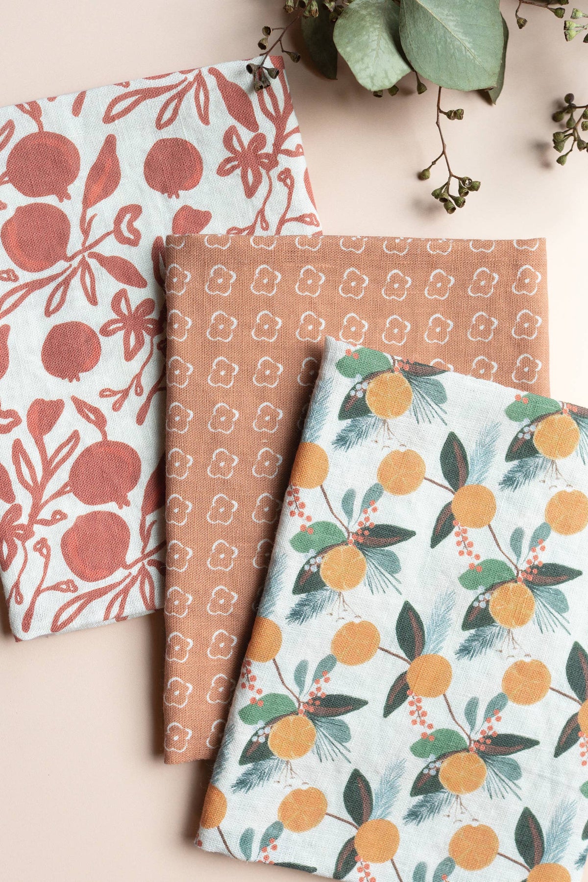 Pomegranate Linen Tea Towel
