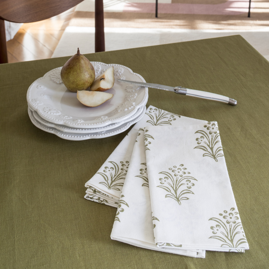 Solid Hand Dyed Tablecloth in Olive: Small