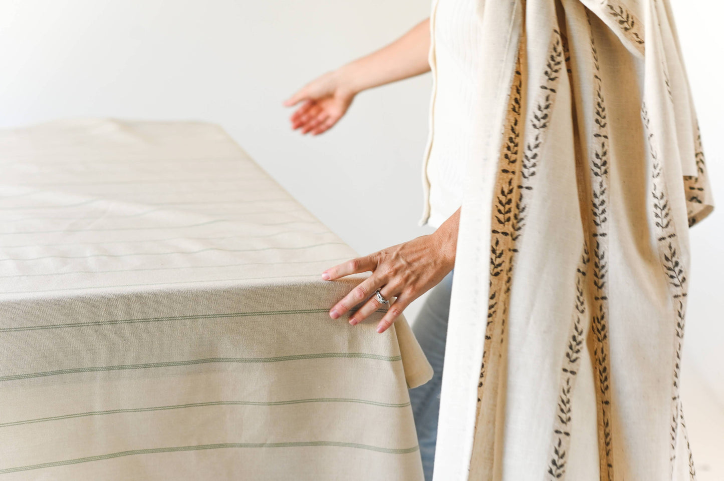 Green English Stripe Tablecloth