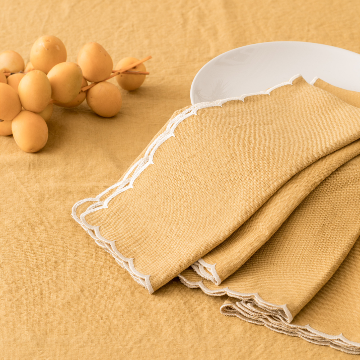 Mustard Napkin with Scalloped Edge