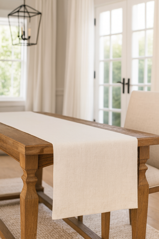 Solid Plain Linen Blend Table Runner: 16"x72"