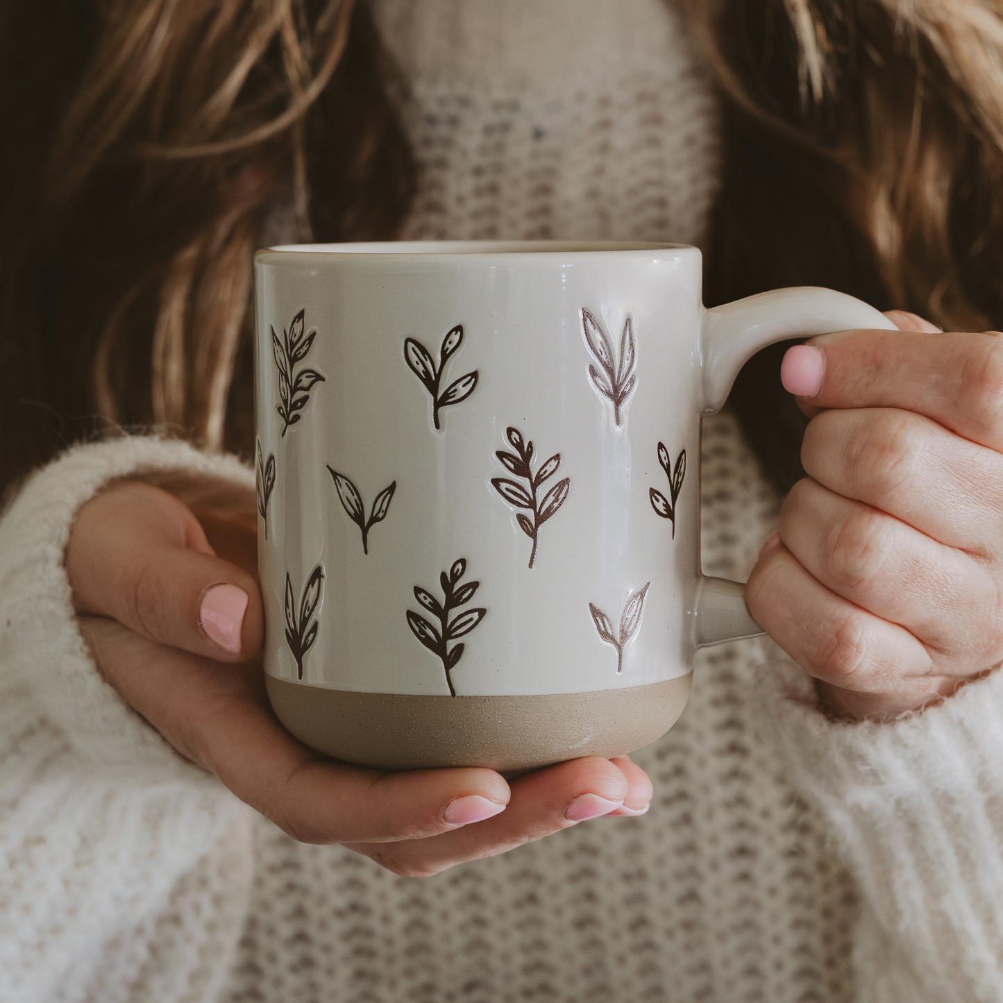 Leaves Stoneware Coffee Mug