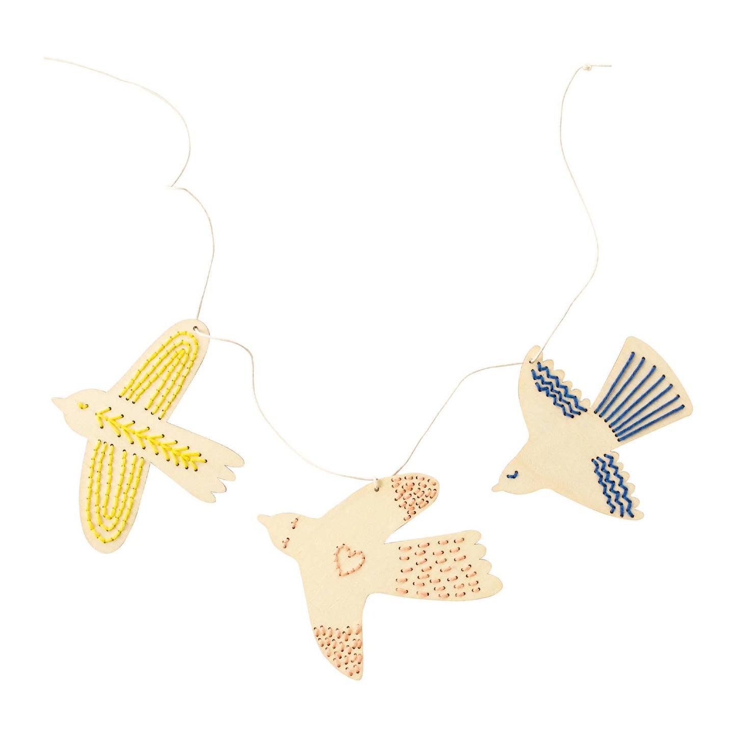 Wooden Bird Embroidery Kit – Beginner-Friendly DIY Garland