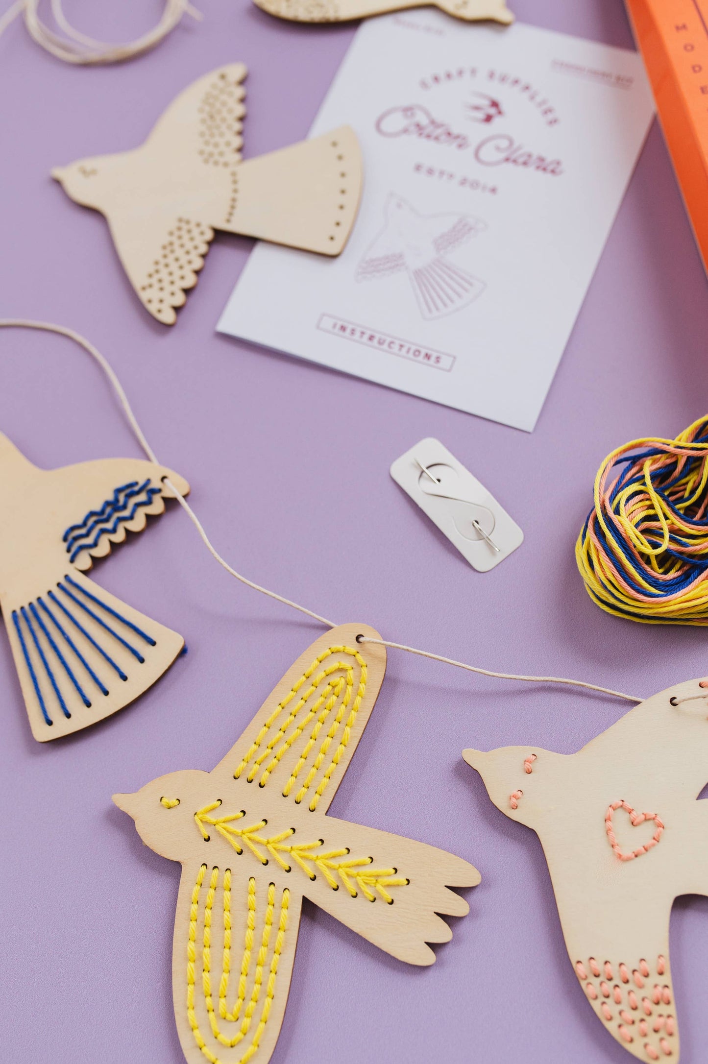 Wooden Bird Embroidery Kit – Beginner-Friendly DIY Garland